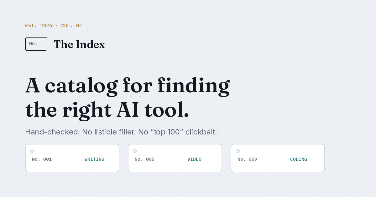 The Index – a hand-checked catalog of AI tools